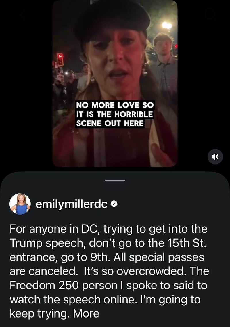 Emily Miller described the chaos on her Instagram page.