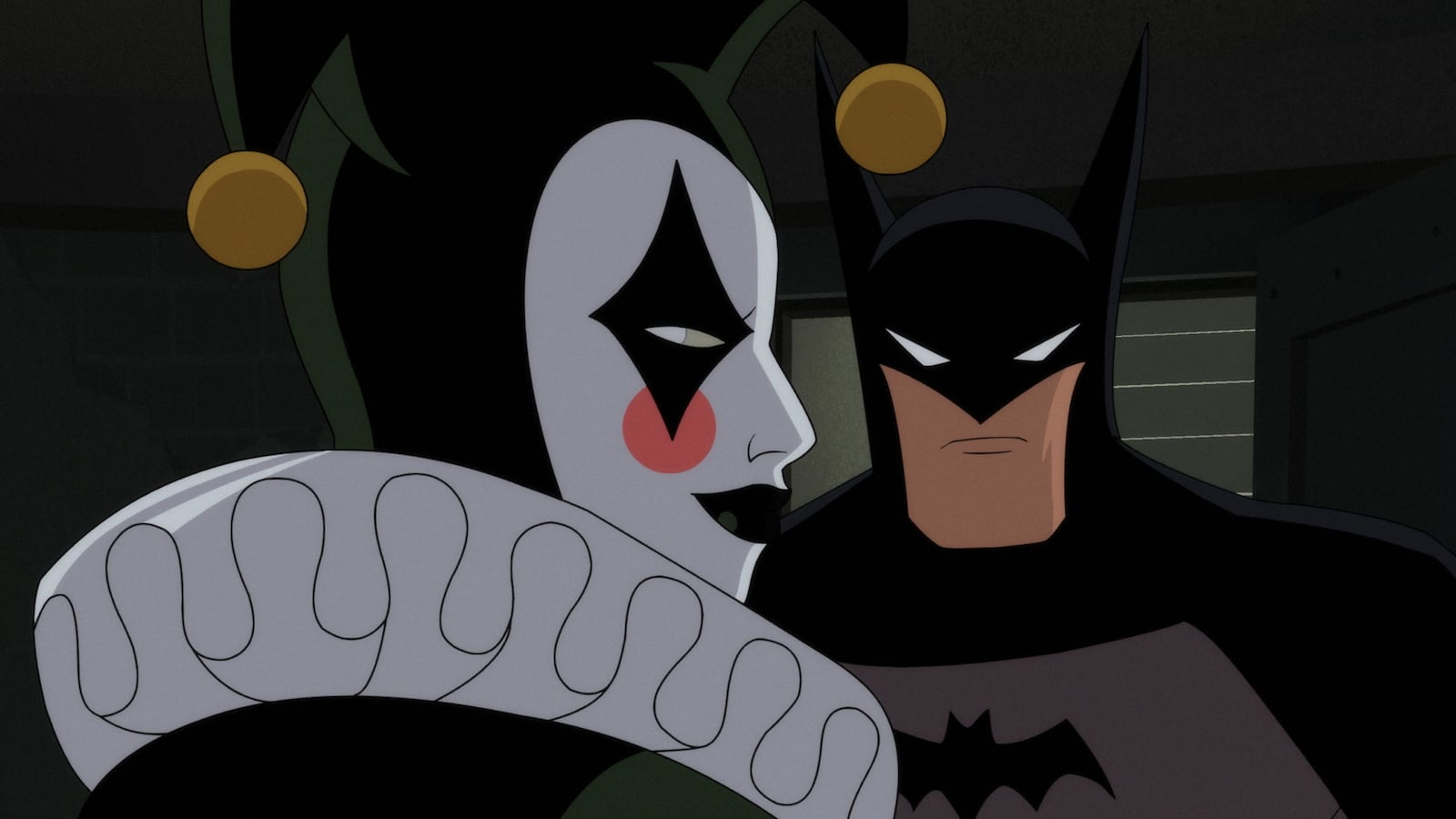 Harley Quinn and Batman in Batman: Caped Crusader.