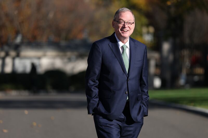 WASHINGTON, DC - NOVEMBER 13: Director of the National Economic Council Kevin Hassett walks to reporters outside of the White House on November 13, 2025 in Washington, DC. Hassett spoke about the recent end to the government shutdown. (Photo by Anna Moneymaker/Getty Images)
