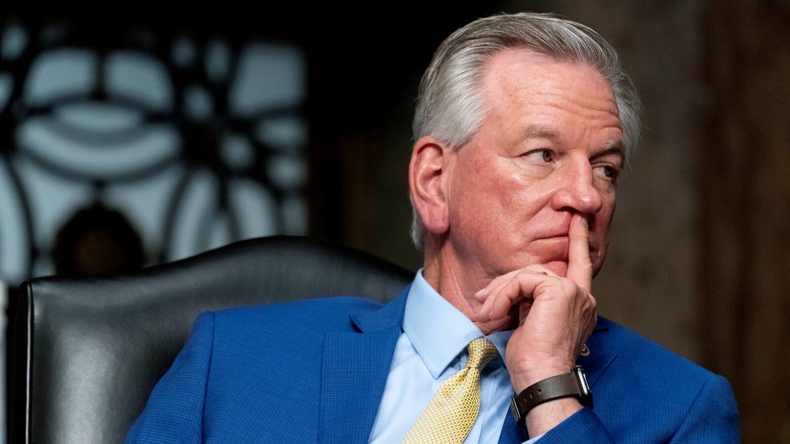 Sen. Tommy Tuberville, R-Ala., attends a hearing to examine United States Special Operations Command and United States Cyber Command in Washington, U.S., March 25, 2021.