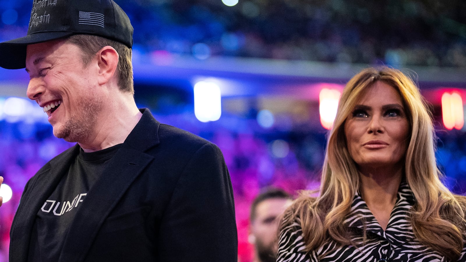 Elon Musk and Melania Trump at a campaign rally at Madison Square Garden.