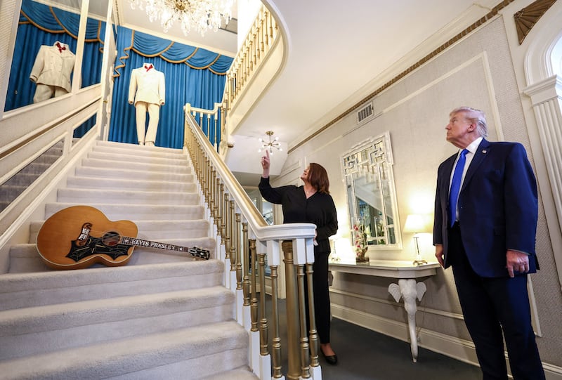 President Donald Trump visits Graceland, the home of Elvis Presley, in Memphis, Tennessee, U.S., March 23, 2026.