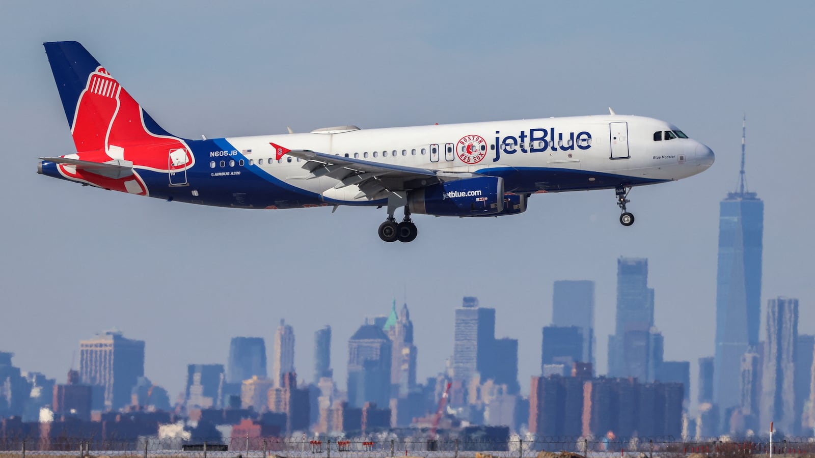 An Airbus A320 passenger aircraft of JetBlue airlines arrives at JFK International Airport in New York.