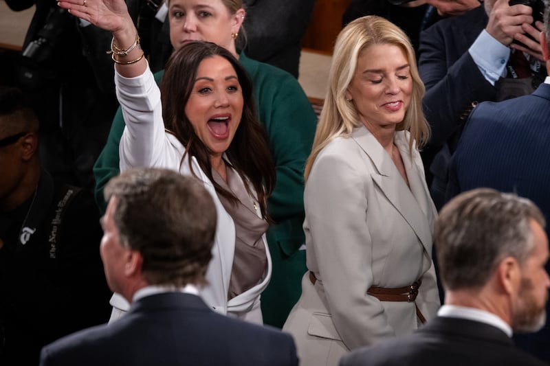 Secretary of Labor Lori Chavez-DeRemer arrives to the chambers of the U.S. House of Representatives ahead of President Trumpâs State of the Union address in Washington, DC on February 24, 2026.