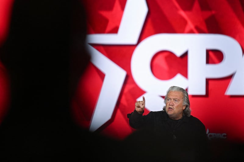 Steve Bannon speaks at the Conservative Political Action Conference (CPAC) USA 2026 at the Gaylord Texan Resort and Convention Center, in Grapevine, Texas, U.S. March 27, 2026.  REUTERS/Callaghan O'Hare