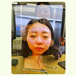 A composite of Carina Hsieh using the SWAN Beauty Mirror.