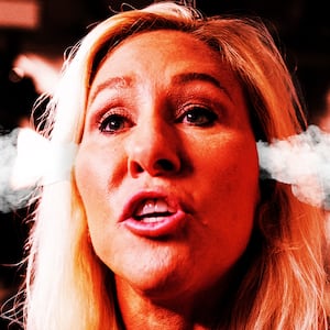 Marjorie Taylor Green with steam coming out of her ears