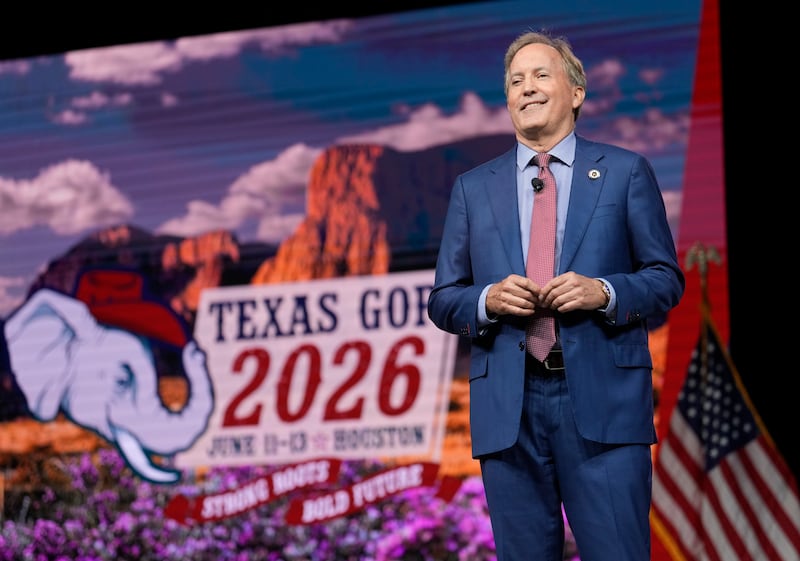 Texas Attorney General Ken Paxton speaks during the Texas GOP convention in the George R. Brown Convention Center in Houston Friday, June 12, 2026.