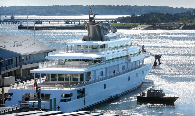David Geffen's yacht Rising Sun docked in Portland in 2013.
