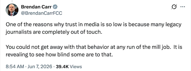 Brendan Carr wades into Scott Pelley firing.