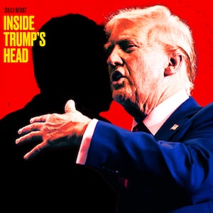 A photo illo illustration of Donald Trump for Inside Trump's Head podcast.