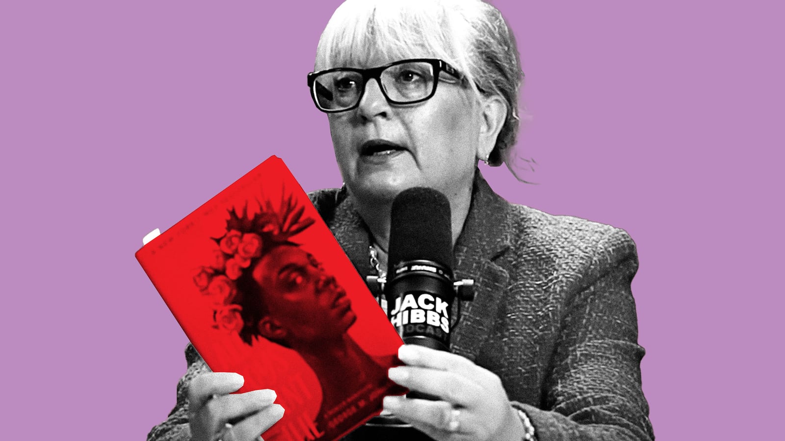 Karen England holds a book she has targeted for bans.