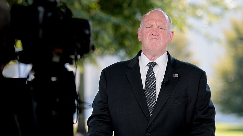 WASHINGTON, DC - JULY 30:  White House Border czar Tom Homan speaks during an on camera TV interview near the White House on July 30, 2025 in Washington, DC. Homan spoke on the demographic of immigrants arrested and deported by Immigration and Customs Enforcement (ICE) and what percentage of them are criminal. (Photo by Anna Moneymaker/Getty Images)