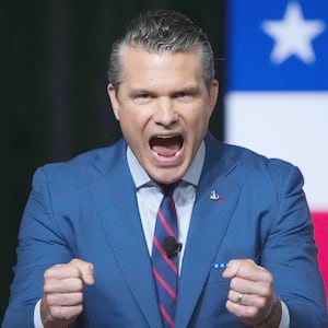 U.S. Secretary of War Pete Hegseth speaks to senior military leaders at Marine Corps Base Quantico on September 30, 2025 in Quantico, Virginia.