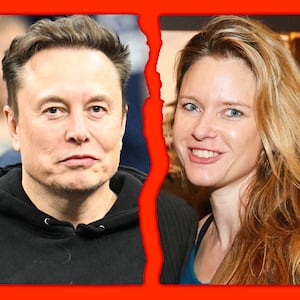 A photo composite of Elon Musk and Justine Musk.