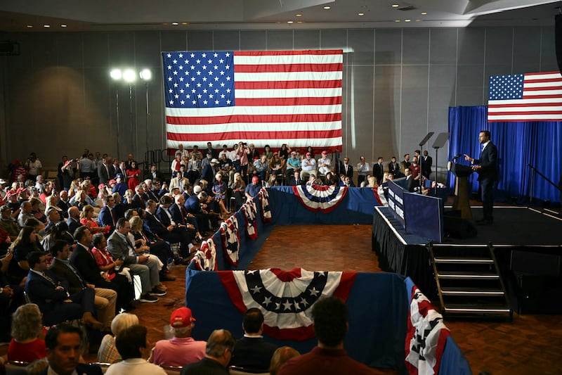 US Vice President JD Vance speaks during a rally at Koury Convention Center in Greensboro, North Carolina, on September 21, 2026.