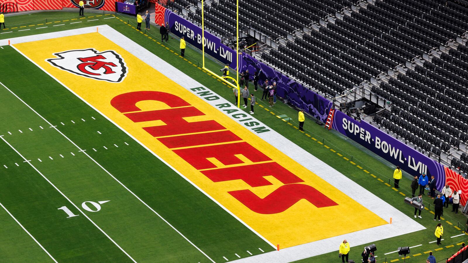 The End Racism message seen at the 2024 Super Bowl.