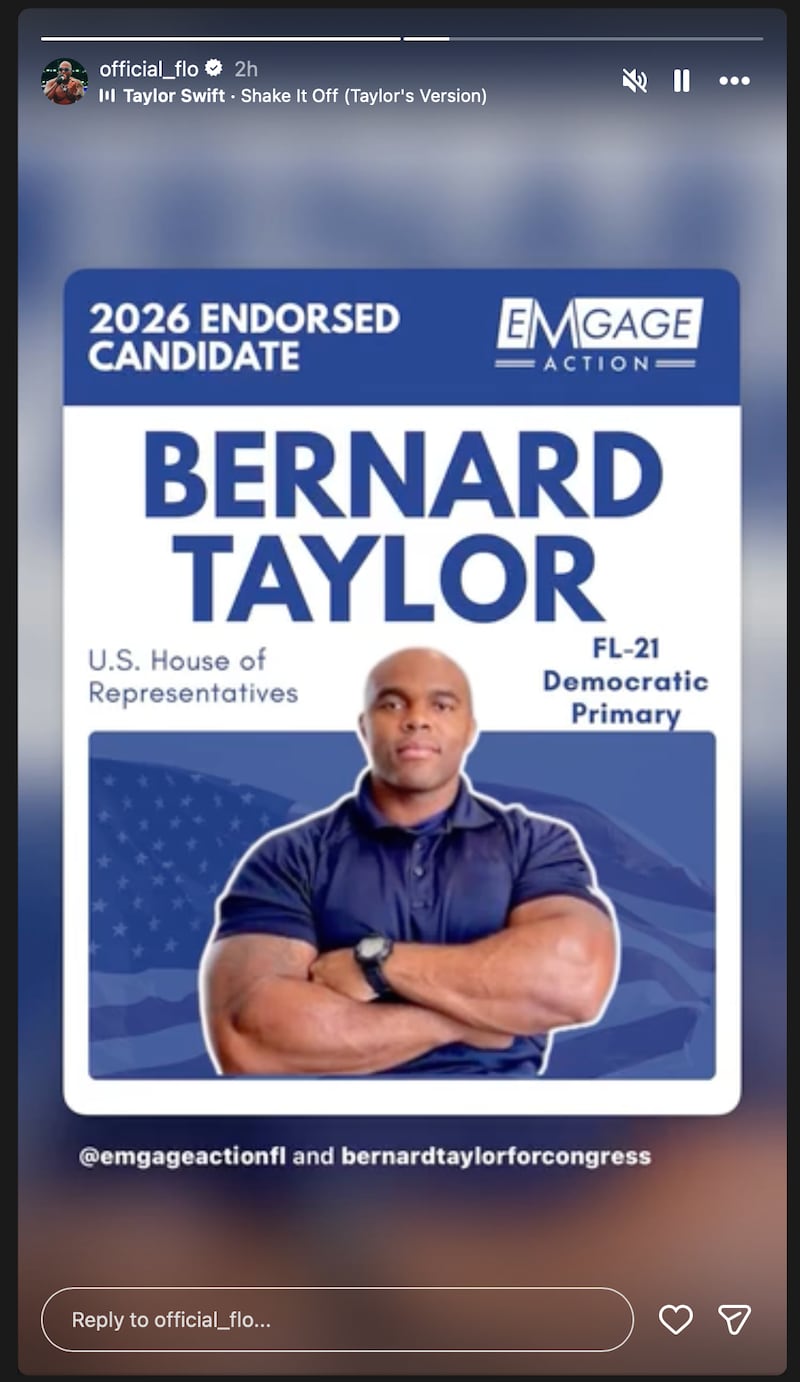 Flo Rida shares his support for Democratic candidate Bernard Taylor on the same night he played Trump's State Fair.