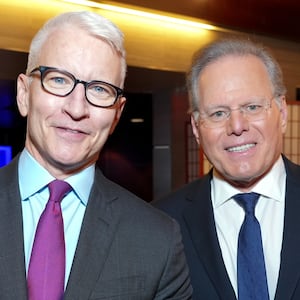 NEW YORK, NEW YORK - MAY 18: (L-R) Anderson Cooper of CNN’s Anderson Cooper 360° and David Zaslav, CEO, Warner Bros. Discovery attend the Warner Bros. Discovery Upfront 2022 arrivals on the red carpet at The Theater at Madison Square Garden on May 18, 2022 in New York City. (Photo by Kevin Mazur/Getty Images for Warner Bros. Discovery)