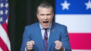 U.S. Secretary of War Pete Hegseth speaks to senior military leaders at Marine Corps Base Quantico on September 30, 2025 in Quantico, Virginia.