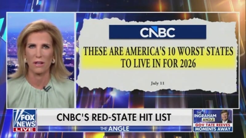 Ingraham raged at the CNBC list.