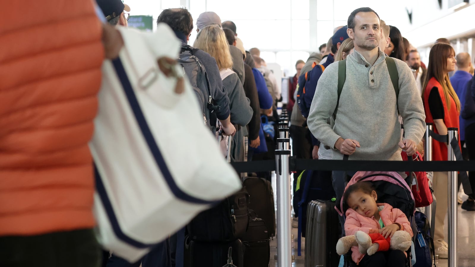 People line up for TSA