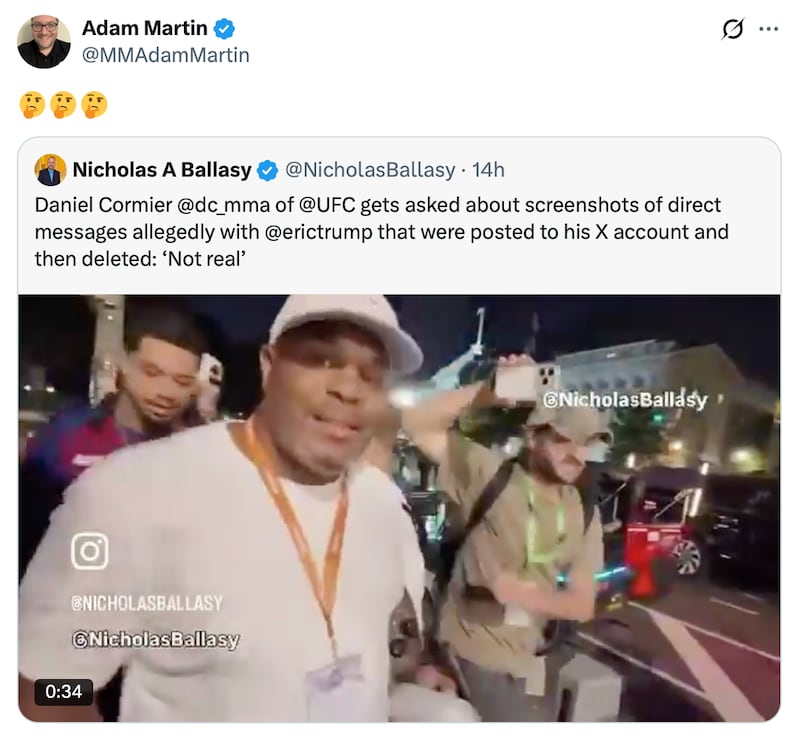 MMA journalist Adam Martin shares Daniel Cormier's comments about Eric Trump posts.