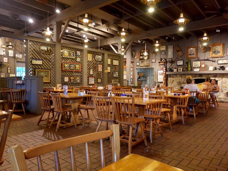 Customers enjoy food at a Cracker Barrel restaurant on August 27, 2025