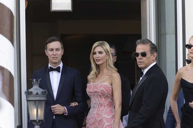 Jared Kushner and Ivanka Trump leave the Europa Hotel to attend Jeff Bezos and Lauren Sanchez's wedding at the exclusive private location on the island of San Giorgio Maggiore in Venice, Italy on June 27, 2025.