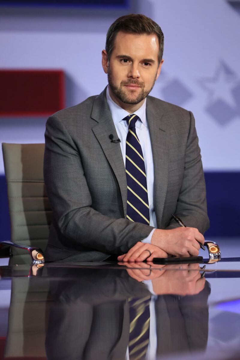 Political commentator Guy Benson appears on air during the Fox News Special prior to President Trump's Joint Address to Congress at the FOX News D.C. Bureau on March 04, 2025 in Washington, DC.