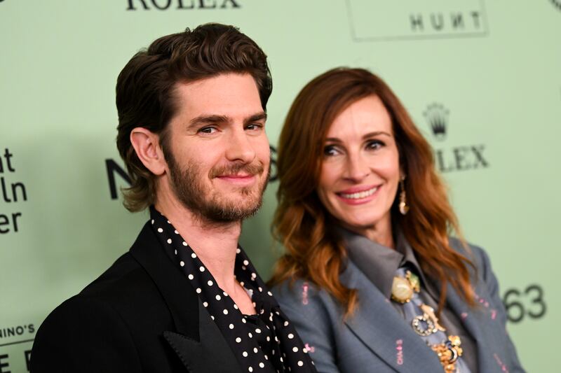 Andrew Garfield and Julia Roberts at the "After the Hunt" New York Film Festival's Opening Night Red Carpet held at Alice Tully Hall on September 26, 2025