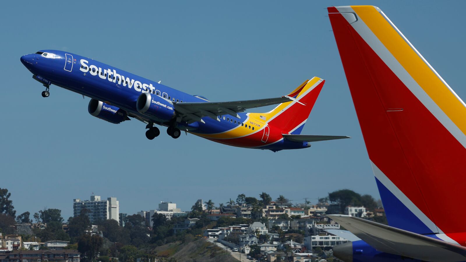 SAN DIEGO, CALIFORNIA - MARCH 4: A Southwest Airlines Boeing 737 MAX8 departs San Diego International Airport en route to New Orleans on March 4, 2025 in San Diego, California. (Photo by Kevin Carter/Getty Images)