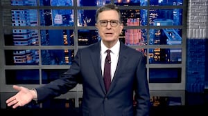 Stephen Colbert hosting The Late Show on December 9, 2025.