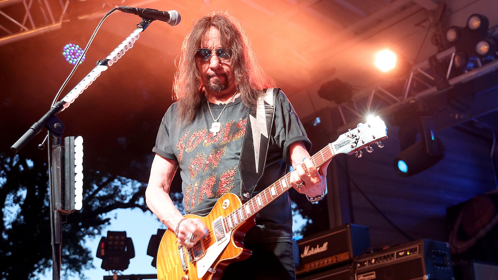 CEDAR PARK, TEXAS - JULY 13: Ace Frehley performs in concert at Haute Spot Event Venue on July 13, 2023 in Cedar Park, Texas.