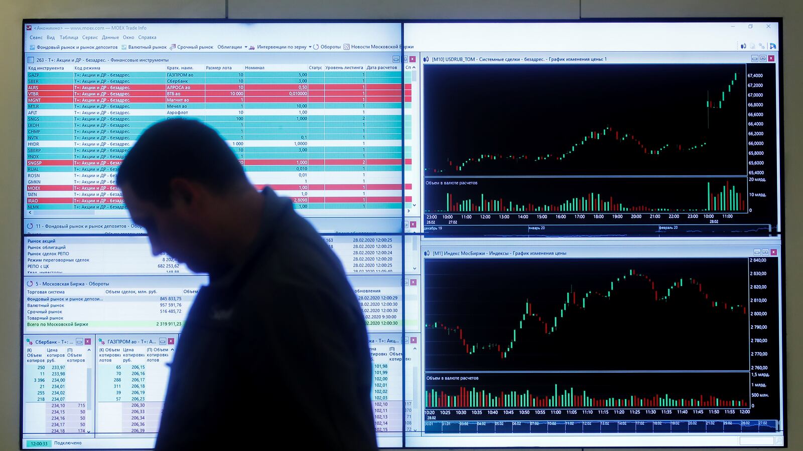 Man walks in front of stock exchange