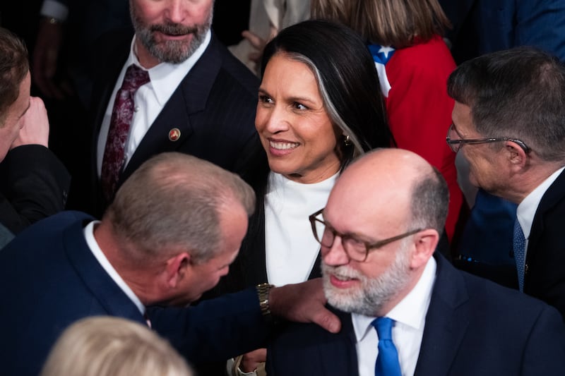 Director of National Intelligence Tulsi Gabbard was all smiles as she appeared at President Donald Trump's State of the Union address in the House Chamber of the U.S. Capitol on Tuesday, February 24, 2026.