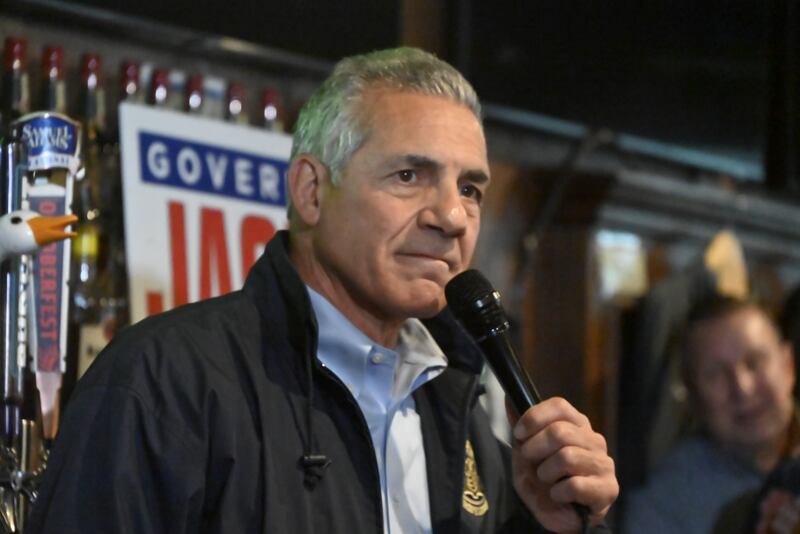 Trump endorsed New Jersey Republican gubernatorial candidate Jack Ciattarelli attends a campaign rally on November 3, 2025.