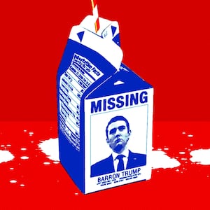Barron Trump on a milk carton
