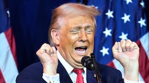 US President Donald Trump reacts as he speaks during the House Republican Party (GOP) member retreat at the Kennedy Center in Washington, DC, on January 6, 2026. (Photo by Mandel NGAN / AFP via Getty Images)