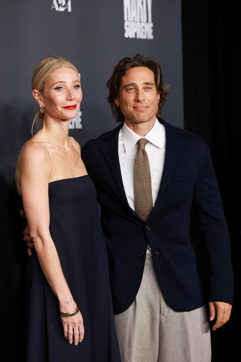 Cast member Gwyneth Paltrow and her husband Brad Falchuk attend a special screening of the film 'Marty Supreme' in Beverly Hills, California, U.S.,