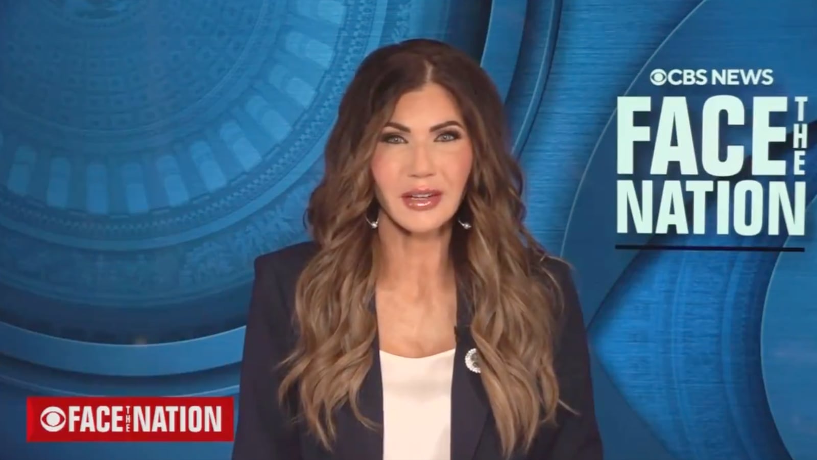 A screenshot of Kristi Noem on CBS ‘Face the Nation’.
