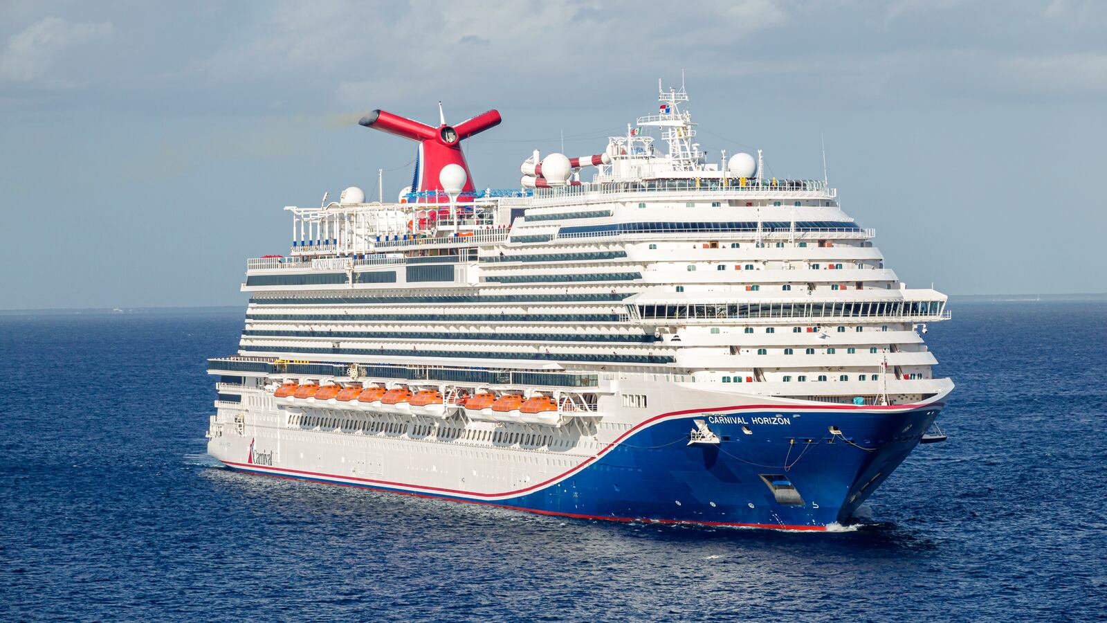 Cozumel, Mexico, Cruise Port Pier, arriving Carnival Horizon cruise ship.