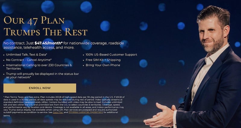 The price is a nod to Trump's presidencies and promises a myriad of options while the release date of a physical phone remains unknown. Trump Mobile.