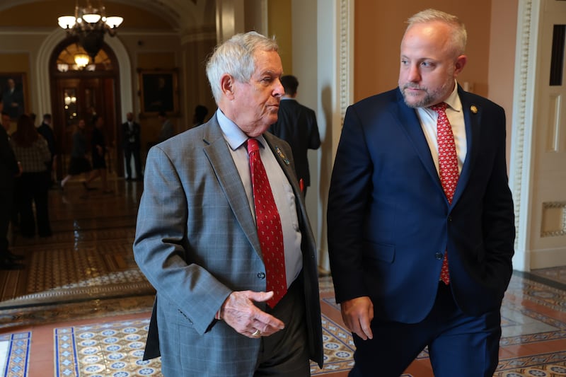 Rep. Russell Fry (right) with Rep. Joe Wilson arriving at the swearing-in ceremony for Sen. Darline Graham Nordone on July 14, 2026 in Washington, DC. Russell announced he's running for the Senate in South Carolina in the special primary election.
