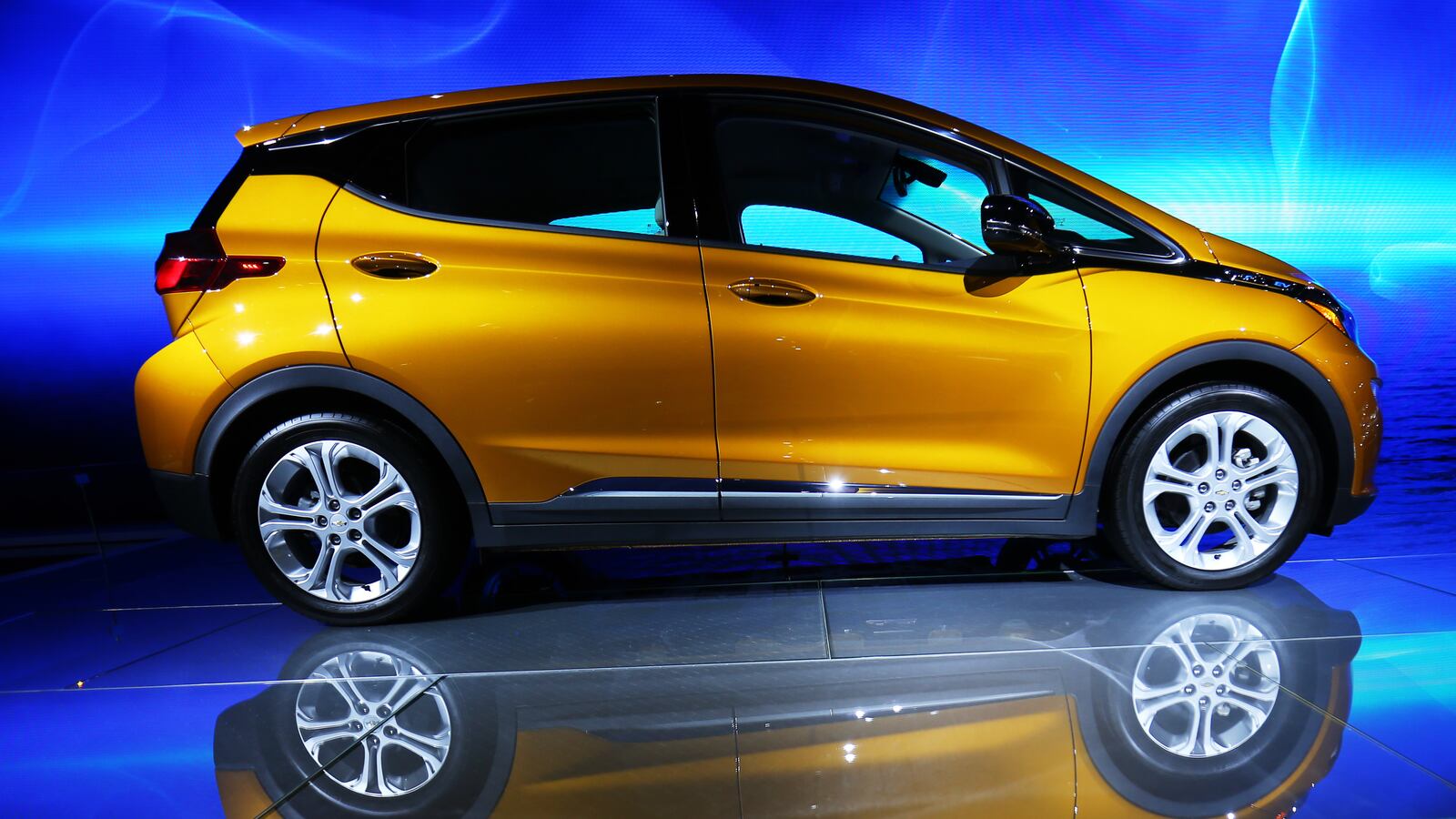 A yellow Chevy Bolt EV.