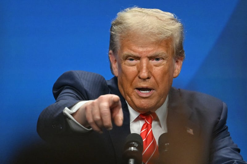President Donald Trump speaks during a news conference following the 2025 NATO Summit on June 25, 2025 in The Hague, Netherlands where he blasted the leak of an initial U.S. intelligence report that undermined his claims about damage in the strikes on Iran.