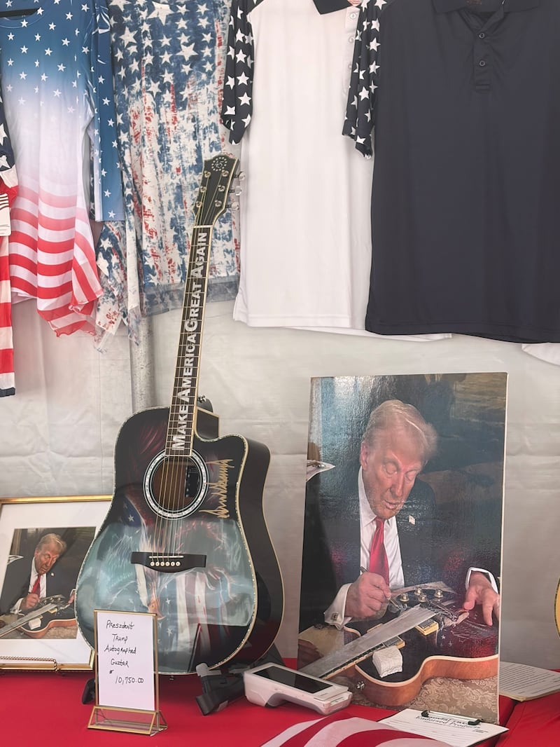 A guitar signed by Trump was for sale at the convention.