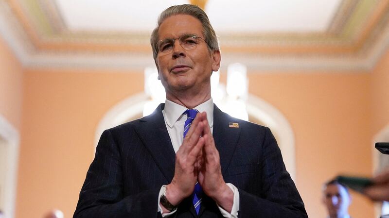 Treasury Secretary Scott Bessent speaks to reporters at the U.S. Capitol.