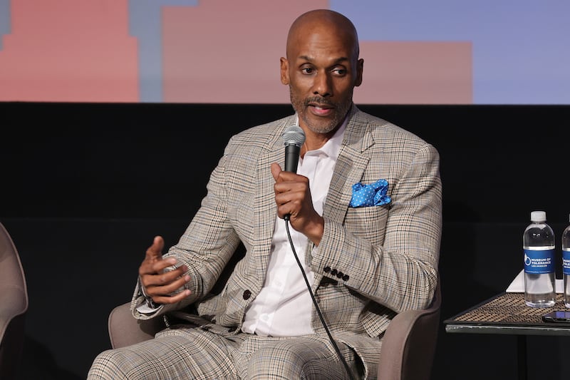 LOS ANGELES, CALIFORNIA - FEBRUARY 19: Keith Boykin speaks on stage during the 56th NAACP Image Awards Hosts Hollywood House Symposium Sponsored By Onyx Impact at Museum Of Tolerance on February 19, 2025 in Los Angeles, California. (Photo by Monica Schipper/Getty Images)