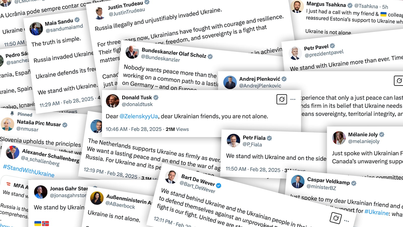 Political leads show support for Ukraine on X.